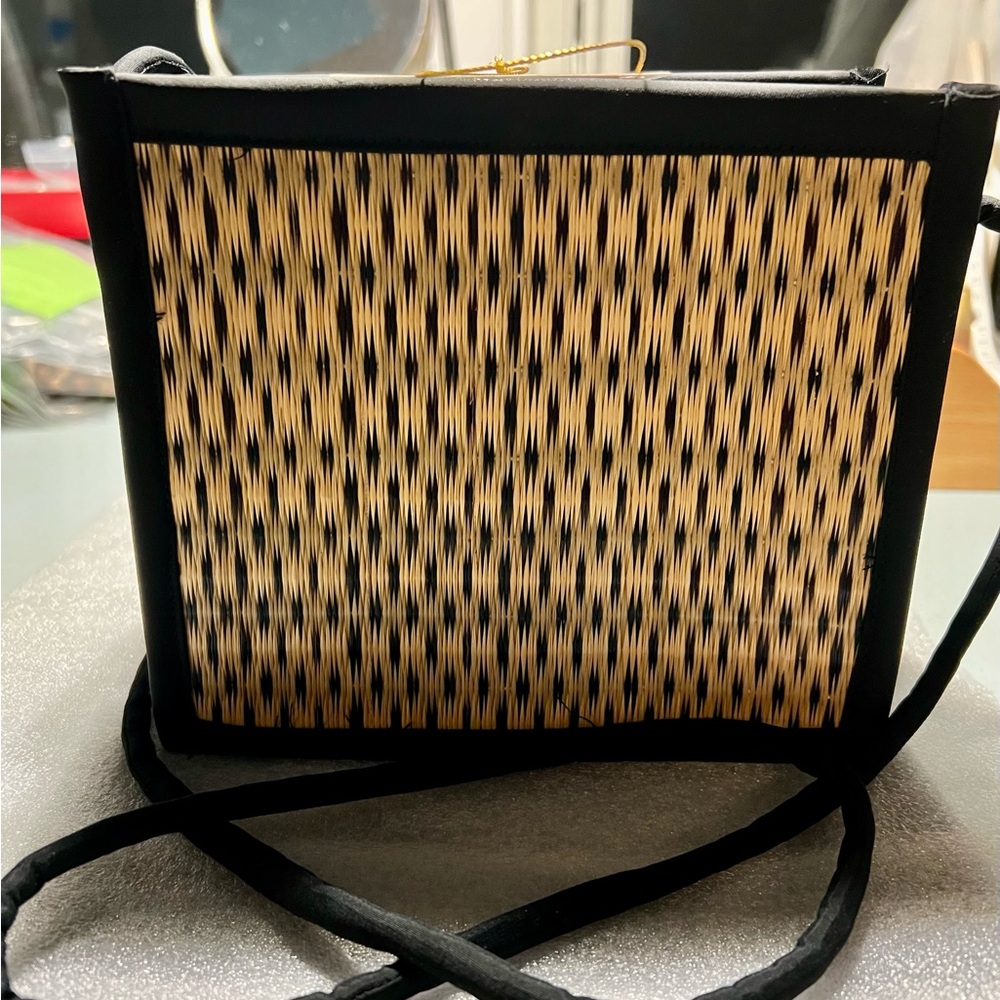 Tatami Shoulder Bag by Saraye made Cambodian, never been used, 7.5x6” pre-owned